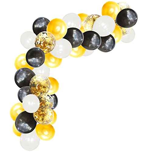 Oblique Unique® XXL Luftballon Girlande Ballon Banner Deko für Kinder Geburtstag Jubiläum Hochzeit JGA Schuleinführung Party Dekoration (Set 1: Gold, Schwarz, Weiß) von Oblique Unique