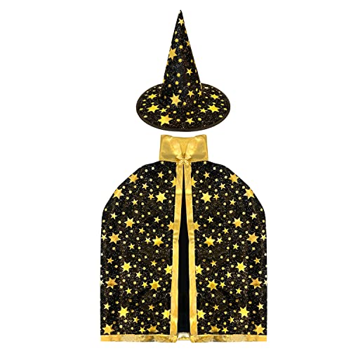 Oblique Unique® Zauberer Kostüm Accessoire Set für Kinder - Umhang und Hut für Halloween Karneval Fasching Motto Party als Verkleidung zum Spielen von Oblique Unique