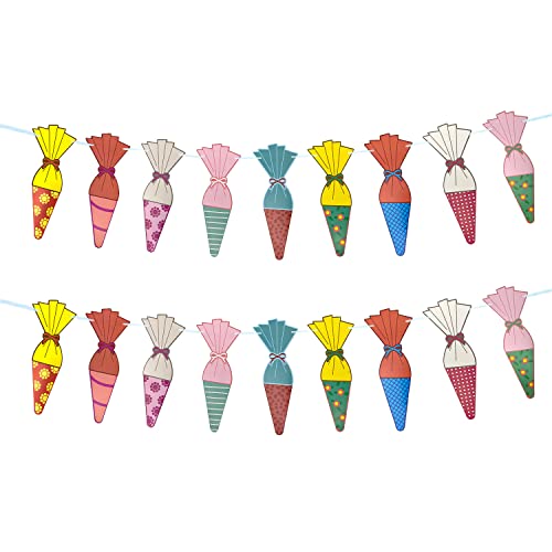 Oblique Unique® Zuckertüten Girlande Hänge Deko Banner für Schuleinführung Einschulung Schulanfang Schulstart Dekoration Schule Jungen Mädchen bunt von Oblique Unique