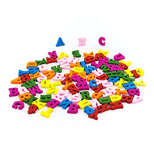 Oblique Unique Buntes ABC Holzspielzeug ca. 100 Teile - Spielerisches Lernen des Alphabetes - Motorik Spielzeug von Oblique Unique