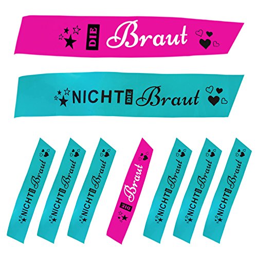 Oblique Unique Die Braut + Nicht Die Braut Schärpe Set Junggesellinnenabschied JGA Hochzeit in Pink und Türkis Oblique Unique Die Braut + Nicht Die Braut Schärpe Set Junggesellinnenabschied JGA Hochzeit in Pink und Türkis von Oblique Unique