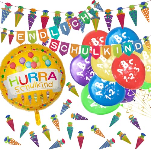 Oblique Unique Einschulung Deko Set Schuleinführung für Jungen und Mädchen mit Zuckertüten Endlich Schulkind Girlande Konfetti Sets Folienballon Luftballons DIY Deko Oblique Unique Einschulung Deko Set Schuleinführung für Jungen und Mädchen mit Zuckertüten Endlich Schulkind Girlande Konfetti Sets Folienballon Luftballons DIY Deko von Oblique Unique