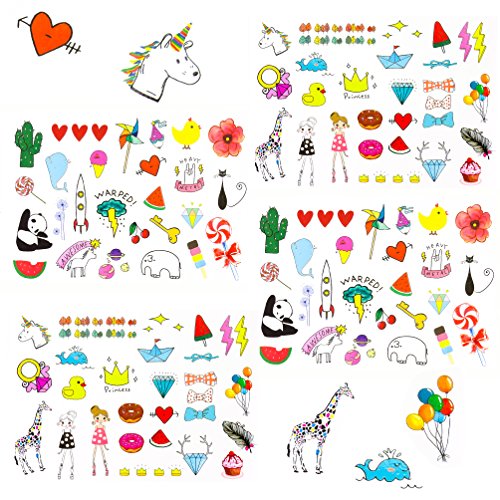 Oblique Unique® Kinder Tattoo Set Temporäre Kindertattoos für Kindergeburtstag zum Spielen - Verschiedene Motive von Oblique Unique