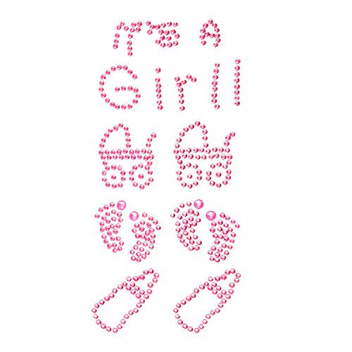 Oblique-Unique® Konfetti Its a Girl Strass Steine Rosa Mädchen Fläschchen Sticker zum Verzieren Aufkleben Einkleben von Karten Geschenken - Geburt Baby Shower Taufe von Oblique Unique