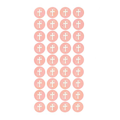 Oblique-Unique® Kreuz Sticker 108 Stück Aufkleber in Rosa für Taufe Kommunion Konfirmation von Oblique Unique