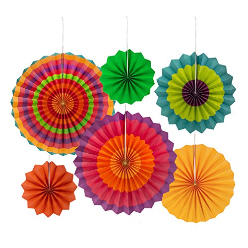 Oblique Unique Papier Fächer 6er Set Deko Rosetten für Sommer Garten Party Feier Hochzeit Geburtstag Dekoration bunt von Oblique Unique