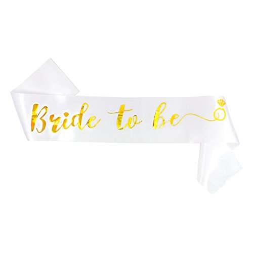 Oblique Unique® Schärpe Bride To Be JGA Junggesellinnenabschied Hochzeit Weiß mit edlem Golddruck von Oblique Unique