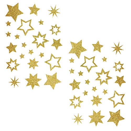 Oblique-Unique® Stern Sticker Aufkleber Gold Glitzernde Funkelnde Sterne Mix - selbstklebend von Oblique Unique