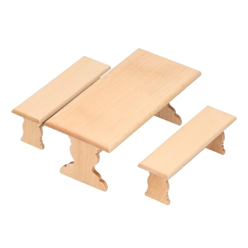 1/12 Miniaturtisch Und Stuhl Set Doll House Möbel Naturholzmodell Figur Für Realistische Heimszenen Arrangement Doll House Essmöbel Möbel von Obotsnoi