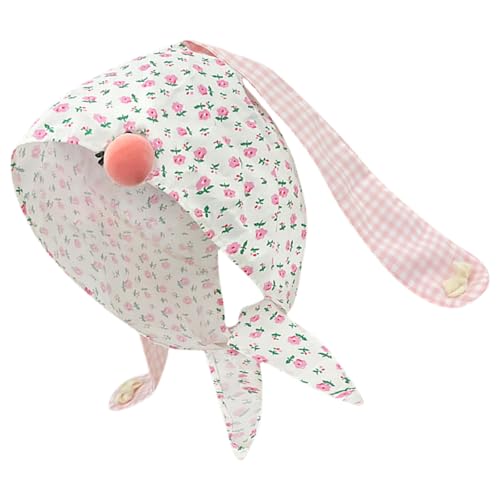 Bandana mit Blumendruck, Kaninchenohren, stilvoller Hut, leichte Baumwolle, Haarabdeckung für Outdoor-Events, Kostümpartys, einfach zu tragende Ohren, Kopfbedeckung von Obotsnoi