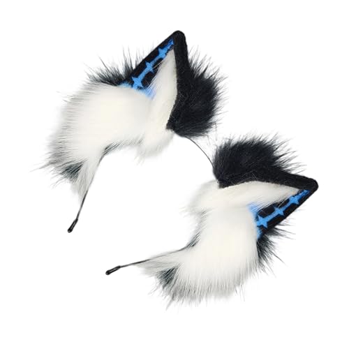 Obotsnoi Dark Series 2000er Jahre Thema Wolf Ohr Kopfschmuck Weicher Plüsch Haarreif für Rollenspiele Event Musik Festival Haarband für Frauen Mädchen Plüsch Tier Ohr Hairhoop von Obotsnoi