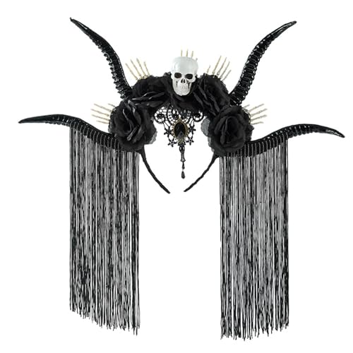 Obotsnoi Dark Series Antilopenhorn-Haarband mit Blumenschädel und Quasten, Rollenspiel, Haar-Accessoire für Halloween, Themen-Event, Halloween, Blumenkopfschmuck für Erwachsene Obotsnoi Dark Series Antilopenhorn-Haarband mit Blumenschädel und Quasten, Rollenspiel, Haar-Accessoire für Halloween, Themen-Event, Halloween, Blumenkopfschmuck für Erwachsene von Obotsnoi
