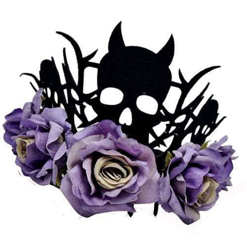 Obotsnoi Halloween-Hexenkronen mit Rosen, verstellbar, weicher Stoff, Kopfschmuck für Erwachsene, Kinder, Kostümpartys, Halloween-Party, Kopfbedeckung für Damen, Herren, Kinder von Obotsnoi