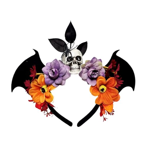 Obotsnoi Halloween-Party-Kopf-Accessoire, schwarz, Fledermaus-Schädel, Blumendesign, verstellbar, für Kostüme, Erwachsene, Kinder, Event, Unisex, Halloween-Haar-Accessoires Obotsnoi Halloween-Party-Kopf-Accessoire, schwarz, Fledermaus-Schädel, Blumendesign, verstellbar, für Kostüme, Erwachsene, Kinder, Event, Unisex, Halloween-Haar-Accessoires von Obotsnoi