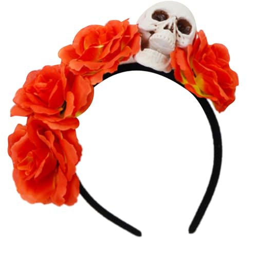 Obotsnoi Moderne Totenkopf-Kopfbedeckung mit künstlichen Blumen, Kostüme, Halloween, Cosplay, Haarschmuck für Frauen und Mädchen, wiederverwendbar, Halloween-Haar-Accessoire Obotsnoi Moderne Totenkopf-Kopfbedeckung mit künstlichen Blumen, Kostüme, Halloween, Cosplay, Haarschmuck für Frauen und Mädchen, wiederverwendbar, Halloween-Haar-Accessoire von Obotsnoi