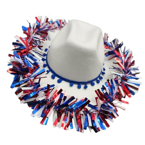 Obotsnoi Patriotischer Homburg Top Panama Geschenk Für Freund Top Einzigartige Patriotische Lametta Kostüm Für Versammlungen Freien Western Party von Obotsnoi