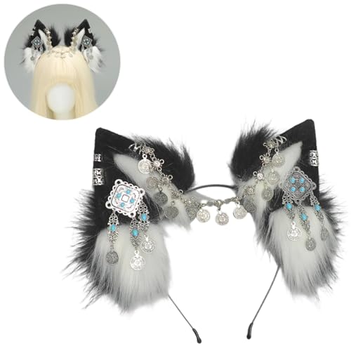 Obotsnoi Pelzige Wolf Ohrstöpsel Stirnbänder Fashion Halloween Party Accessoire Für Cosplay Kostümpartys Und Themenveranstaltungen Unisex Wolf Ohrhaarclip Für Partys von Obotsnoi