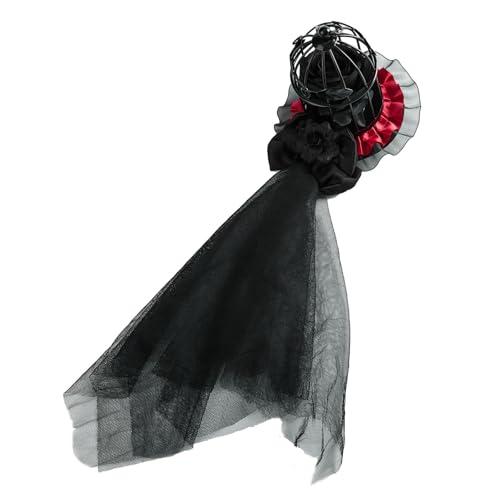 Obotsnoi Schwarzer Käfigschleier-Fascinator mit zarten floralen Akzenten für Cosplay-Veranstaltungen und Abendgarderobe, Gothic-Vogelkäfig-Hut Obotsnoi Schwarzer Käfigschleier-Fascinator mit zarten floralen Akzenten für Cosplay-Veranstaltungen und Abendgarderobe, Gothic-Vogelkäfig-Hut von Obotsnoi