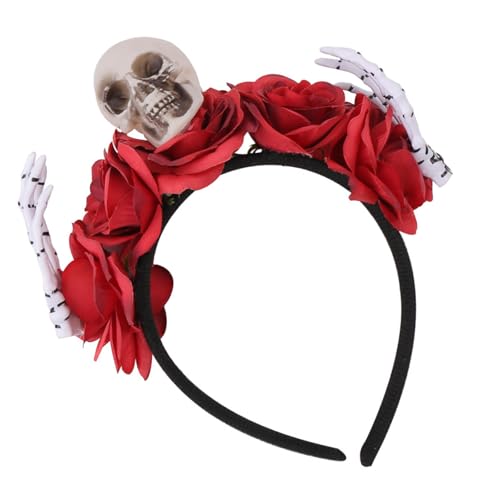 Obotsnoi Verstellbarer schwarzer Totenkopf-Kopfschmuck, Vliesstoff, für Halloween, Kostümpartys, Veranstaltungen, multisensorische Halloween-Party-Dekorationen von Obotsnoi