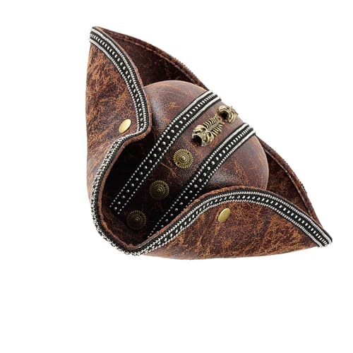 Obotsnoi Vintage inspirierter Piratenhut für Damen und Herren, praktischer Piratenhut aus PU-Leder, für Rollenspiele und Kostümpartys, Steampunks, Kostümzubehör Obotsnoi Vintage inspirierter Piratenhut für Damen und Herren, praktischer Piratenhut aus PU-Leder, für Rollenspiele und Kostümpartys, Steampunks, Kostümzubehör von Obotsnoi