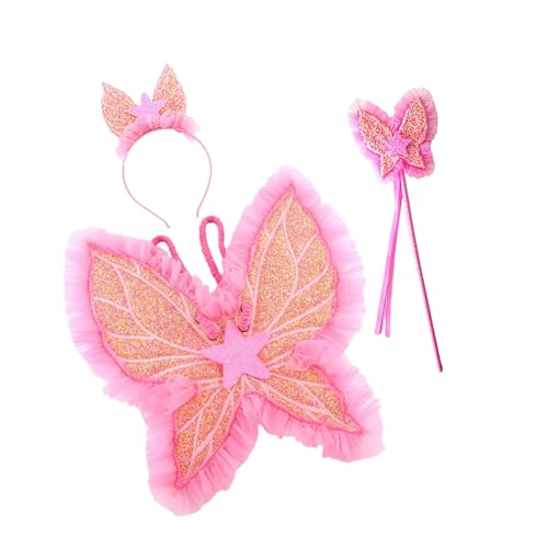 Weiches Feenflügel-Haarband und Stäbchen-Set für Kinder, Prinzessinnen-Thema, Geburtstagsparty, Kostüm-Zubehör oder Foto-Requisiten, Cosplay, Geburtstagsparty-Zubehör von Obotsnoi