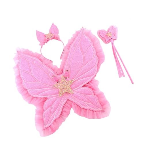 Weiches Feenflügel-Haarband und Stäbchen-Set für Kinder, Prinzessinnen-Thema, Geburtstagsparty, Kostüm-Zubehör oder Foto-Requisiten, Cosplay, Geburtstagsparty-Zubehör von Obotsnoi