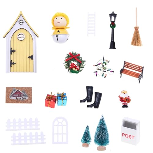 Weihnachtsdorf Zwerge und Feentür Miniatur Set Puppenhäuser Tischdeko Miniatur Zwerge Figuren Sammlung von Obotsnoi