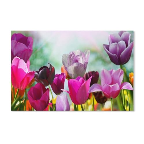 1000 Puzzles Für Erwachsene，Bunte Tulpen, Blumen Freizeit Unterhaltung Kinder Spielzeug Zuhause Dekoration Art（38x26cm）-A317 von ObuMI