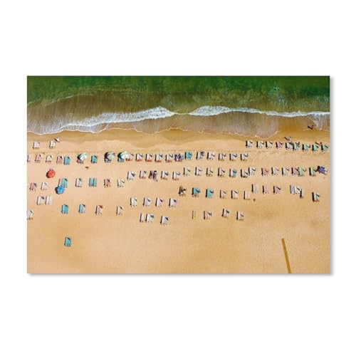 1000-Stück Puzzle Für Erwachsene Und Kinder-Holz Puzzle，Draufsicht auf den Strand, Liegestühle, Meer，Familie Interaktive Spiele Große Ferien Freizeit（75x50cm）-249 von ObuMI