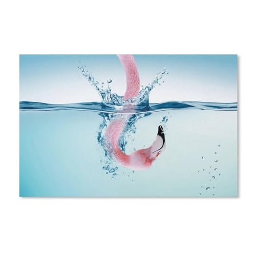 1000 Teile Puzzle Für Erwachsene Und Kinder，Flamingokopf unter Wasser，Stressabbau Herausforderung Bodenpuzzle DIY Home Wanddekoration（50x70cm）-B87 von ObuMI