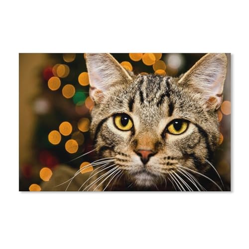 1000 Teile Puzzle Für Erwachsene Und Kinder，Getigerte Katze, gelbe Augen，Stressabbau Herausforderung Bodenpuzzle DIY Home Wanddekoration（38x26cm）-A41 von ObuMI