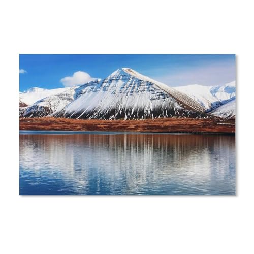 1000 Teile Puzzle Für Erwachsene Und Kinder，schneebedeckte Berge, Wasserspiegelung，Stressabbau Herausforderung Bodenpuzzle DIY Home Wanddekoration（50x70cm）-A333 von ObuMI