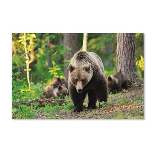 1000Pcs，Bärenfamilie, Bäume, Wald，Erwachsenen Dekompression Spiel Puzzle Studenten Spielzeug Für Kinder Weihnachten Geburtstagsgeschenke（38x26cm）-383 von ObuMI