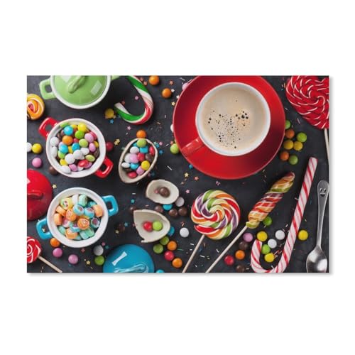 Karton Puzzle 1000 Stück，Bonbonpillen, Lutscher, Kaffee，Erwachsene Kinder Spielzeug Dekompression Spiel（52x38cm）-A371 von ObuMI