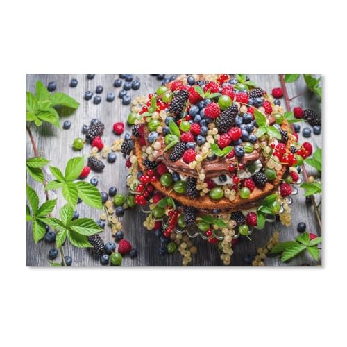 Karton Puzzle 1000 Stück，Kuchen, Dessert, Minzblätter, Beeren，Lernspielzeug Für Erwachsene Geburtstagsgeschenk（38x26cm）-A370 von ObuMI