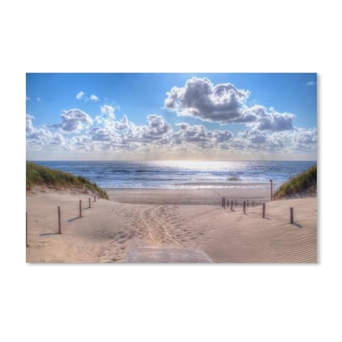 Klassisches Puzzle 3D Puzzle DIY Kit Holz Spielzeug Einzigartiges Geschenk，Strand, Sand, Gras, Meer, Wolken，Klassisches Puzzle 3D Puzzle DIY Kit Holz Spielzeug Einzigartiges Geschenk（75x50cm） von ObuMI