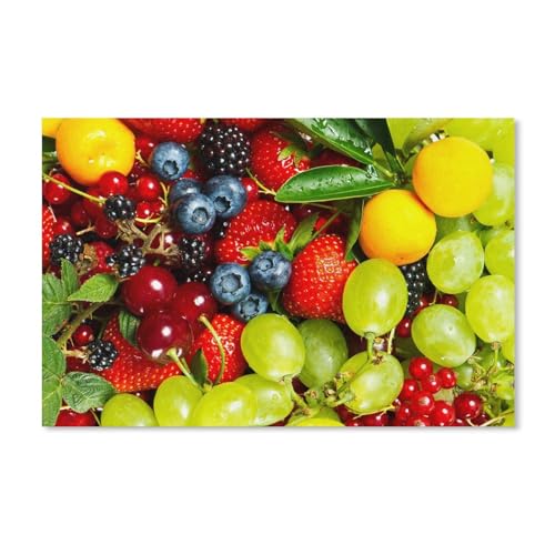 Köstliche Früchte, Weintrauben, Stachelbeeren, Erdbeeren, Blaubeeren, Kirschen，Puzzle 1000 Teile Karton Puzzle Geeignet Für Erwachsene Kinder Familien Stressabbau Puzzlespiele（38x26cm）-A359 von ObuMI