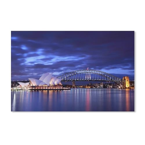Puzzel Für Erwachsene Jigsaw Puzzle 1000，Beleuchtungslandschaft des Opernhauses von Sydney，DIY Holz Puzzle Einzigartiges Geschenk(75x50cm-B68 von ObuMI