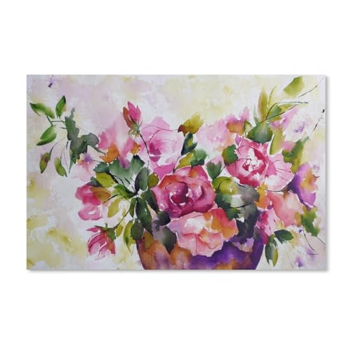 Puzzle 100 Teile Erwachsene Puzzle Karton Puzzle Klassisches 3D Puzzle，Aquarellmalerei von Blumen，DIY Collectibles Moderne Wohnkultur（45.5x35.5cm）-A46 von ObuMI