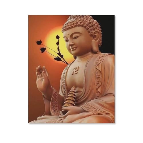 Puzzle 1000 Teile Erwachsene Puzzle Holz Puzzle Klassisches 3D Puzzle，Buddha-Statue bei Sonnenuntergang，DIY Collectibles Moderne Wohnkultur(75x50cm-B19 von ObuMI