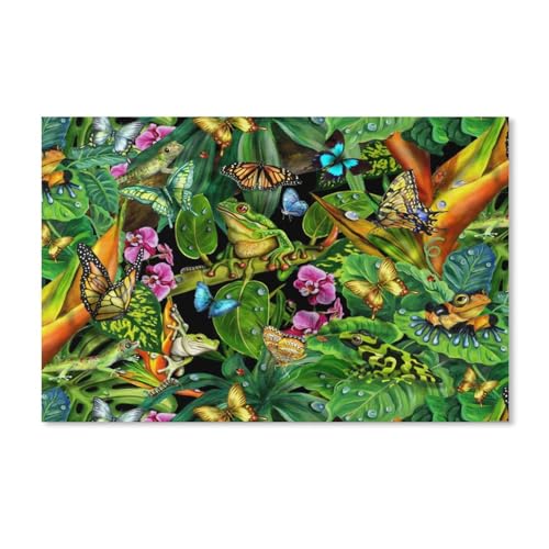 Puzzle 1000 Teile Erwachsene Puzzle Papier Puzzle Klassisches 3D Puzzle，Schmetterlingsfrosch，DIY Collectibles Moderne Wohnkultur（50x70cm）-A46 von ObuMI