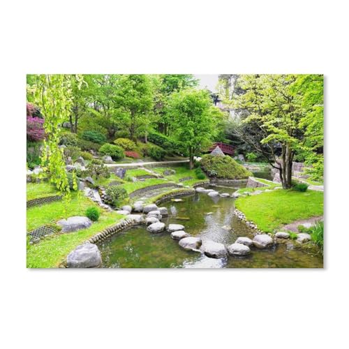 Puzzles 1000 Teile für Erwachsene，Garten, Teich, Steine, Brücke, Bäume，Klassische Puzzle Teenager Jungen Mädchen Puzzle Lustige Familienpuzzles In Premium-Qualität Zum Geburtstag（52x38cm）-50 von ObuMI