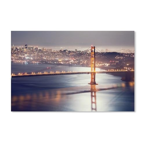 San Francisco Golden Gate Bridge，1000 Stück Erwachsene Holzlandschaft Puzzles Für Kinder Lernspielzeug Geschenke(75x50cm-D65 von ObuMI