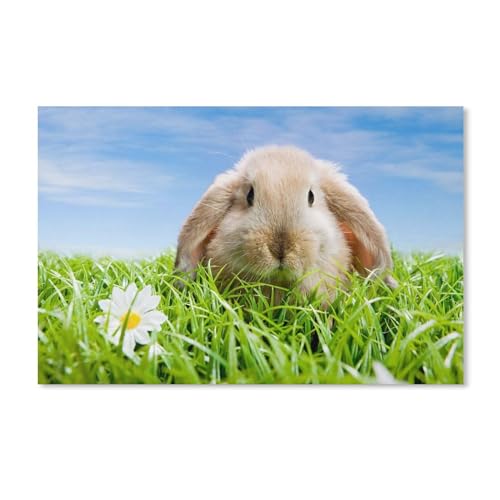 Süßer Hase，Karton Landscape Puzzle, Jigsaw Puzzles 1000 Pieces, for Adult Kids Decompression Puzzle Nice Gifts（52x38cm）-A69 von ObuMI