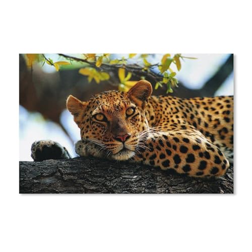 Tiere Leopard, Baum，Puzzle 100 Teile Karton Puzzle Erwachsene Kinder Lernspielzeug Familie Dekompressionsspiel（45.5x35.5cm）-A210 von ObuMI