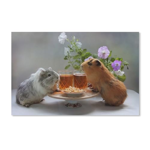 Zwei Meerschweinchen, Bier, Essen，Puzzles 1000 Teile für Erwachsene, Klassische Puzzle Kinder Puzzle Herausfordernde Und Schwierige Rätsel für Erwachsene Und Jugendliche（50x70cm）-A202 von ObuMI