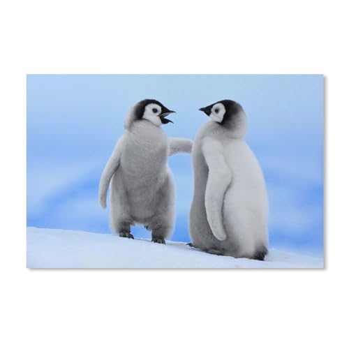 Zwei kleine Pinguine im Winterschnee，Puzzle 1000 Teile Papier Puzzle Erwachsene Kinder Lernspielzeug Familie Dekompressionsspiel（38x26cm）-210 von ObuMI