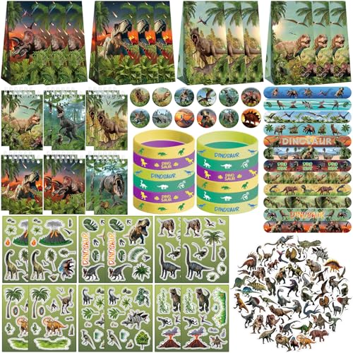 Obussgar Dinosaurier Party Favour Supplies einschließlich Dinosaurier Geschenk-Taschen, Aufkleber, Abzeichen, Armbänder für Dinosaurier Thema Geburtstagsparty Obussgar Dinosaurier Party Favour Supplies einschließlich Dinosaurier Geschenk-Taschen, Aufkleber, Abzeichen, Armbänder für Dinosaurier Thema Geburtstagsparty von Obussgar