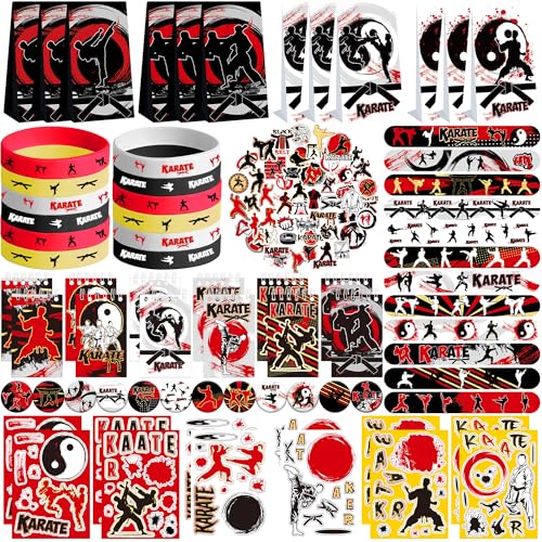 Obussgar Karate-Partyzubehör, einschließlich Karate-Geschenktüten, Aufkleber, Abzeichen, Armbänder für Karate-Themen-Geburtstagsparty von Obussgar