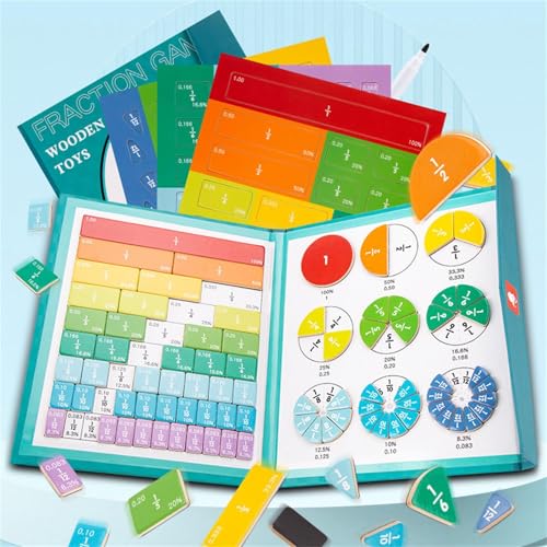 Ocastuted Bruchteil Puzzle Magnetisch, Arithmetisches Lernspielzeug, Bruchrechnen Montessoris Material, Magnetisches Bruchbuch Montessoris, Montesso-ri Magnetisches Buch Bruchteil Puzzle Für Kinder von Ocastuted